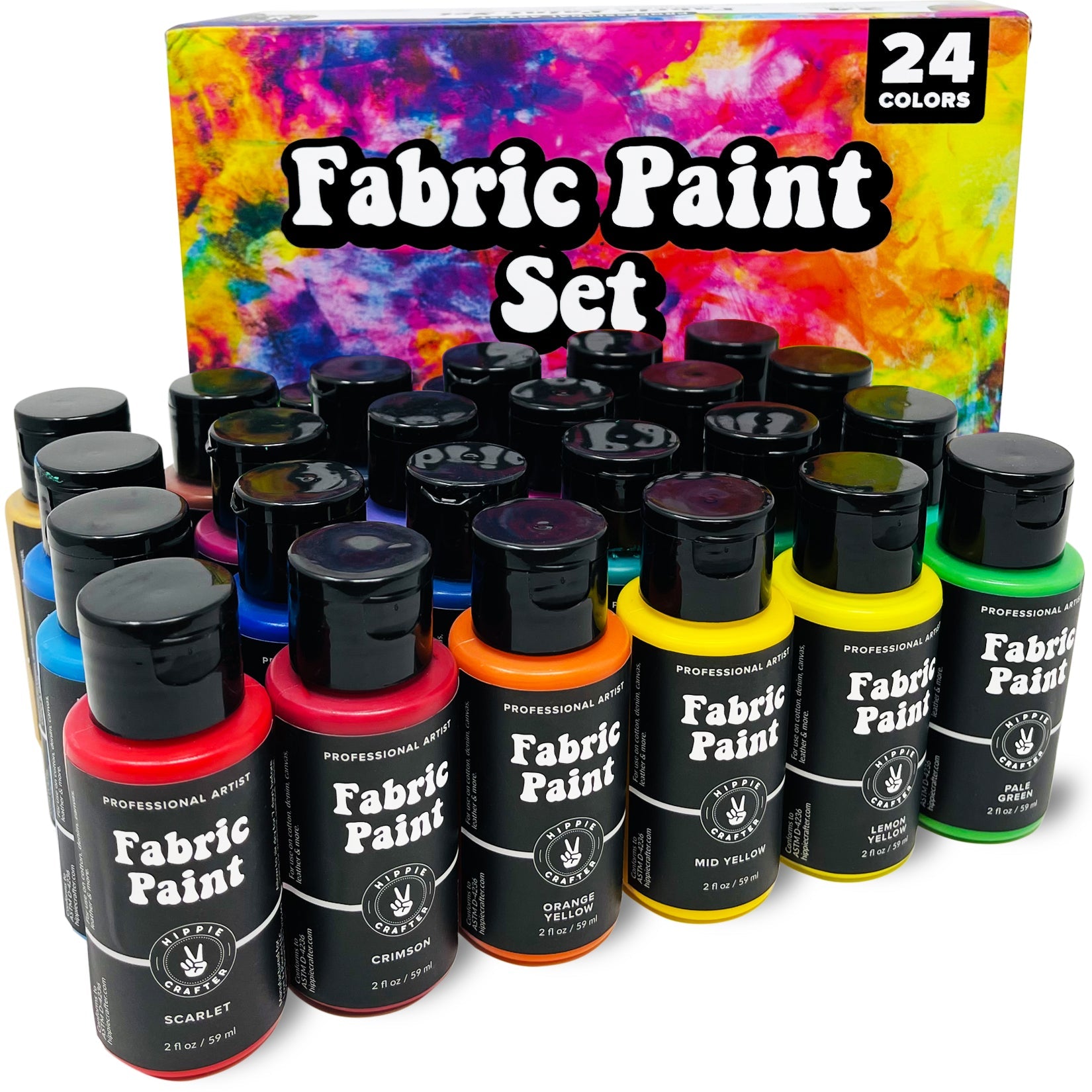Permanent Fabric Paint for Clothes 24 Colors Bulk Kit for Upholstery  Outdoor Cushions Shoe Paint Decorating Medium Acrylic Set Metallic Gold,  White, Red, Yellow, Orange Pink